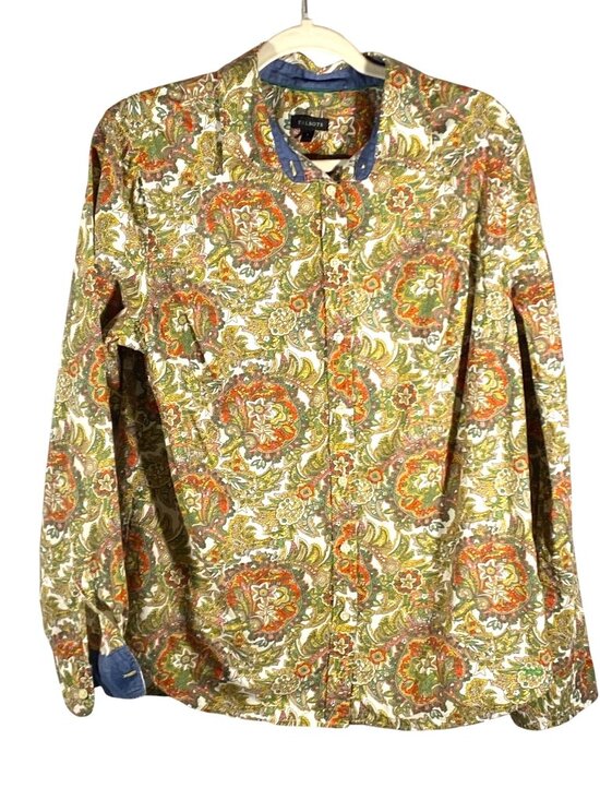 Talbots Tops - Talbots Long Sleeve roll tab Floral Paisley Button-Up Shirt L Multicolor